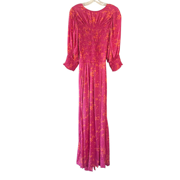 FREE PEOPLE String Of Hearts Women's Size XL Pink/Orange Printed Boho Maxi Dress - Picture 7 of 14